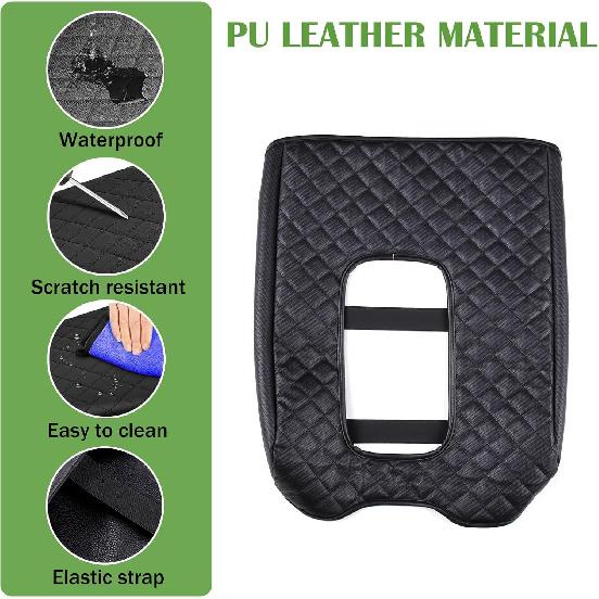 LLKUANG Car Center Console Armrest Cover Pad Fit for Toyota Tundra 2007-2021 Waterproof Leather Seat Armrest Box Cushion Pad Protector (Carbon Fiber