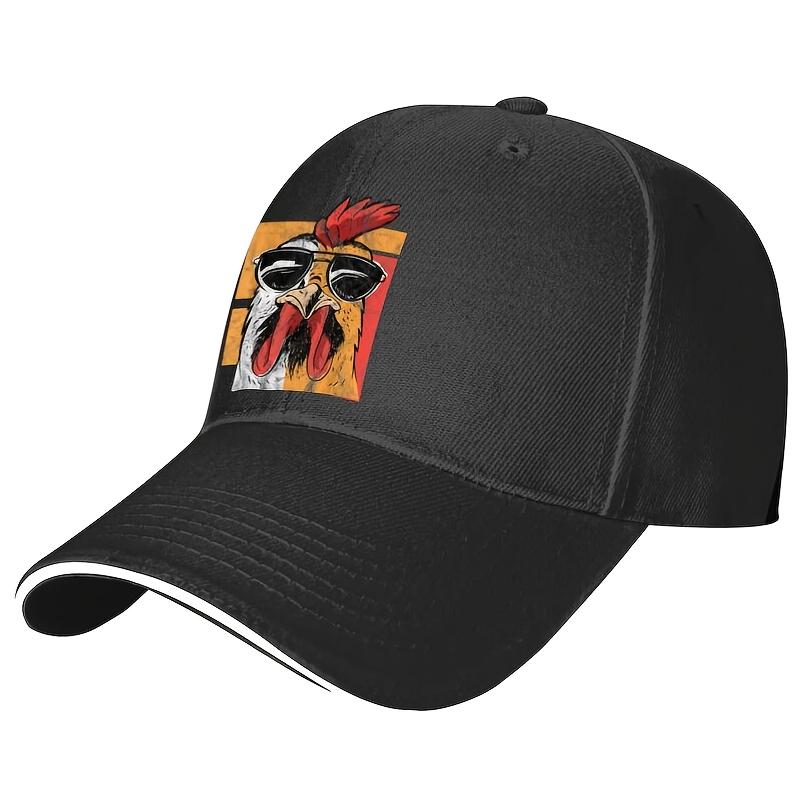 Cool Rooster Wearing Sunglasses Baseball Cap Retro Vintage Chicken Graphic Adjustable Polyester Casual Unisex Hat