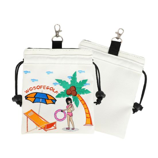 Golftasche mit Kordelzug, Golf-Tee-Tasche, Aufbewahrungstasche für Golfbälle, grüne Gabel, tragbares Golfzubehör für Golfbegeisterte