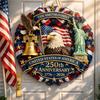 4th of July Patriotic Door Wreath Red Blue White Star Eagle Wooden Welcome Sign Wreath for Independence Day Memorial Day Home Wall Outdoor Indoor