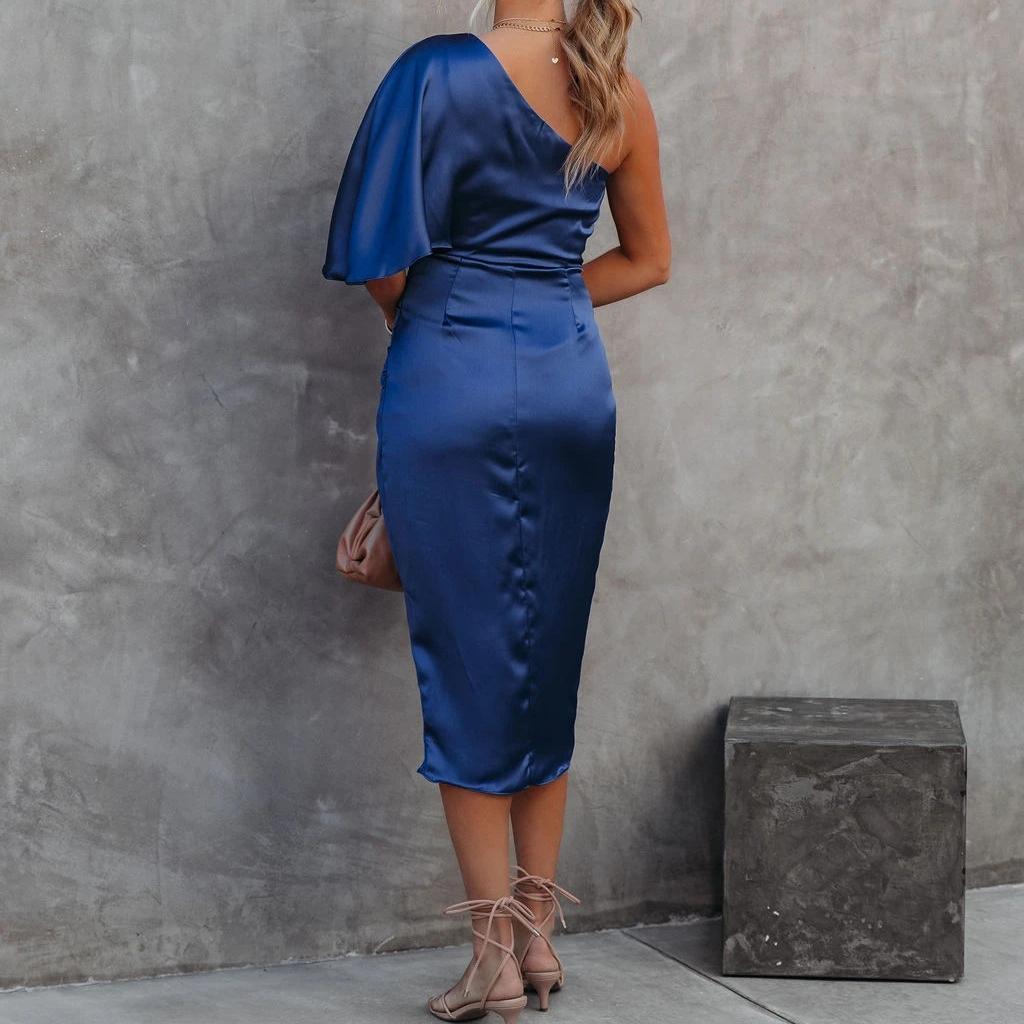 DAFIFY Abiti casual a vita alta a maniche lunghe con stampa tinta unita primavera autunno moda donna