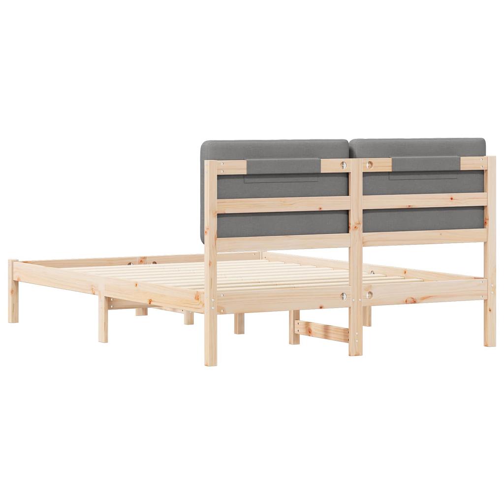Bed Frame with Padded Headboard Light Grey 140 X 190 Cm
