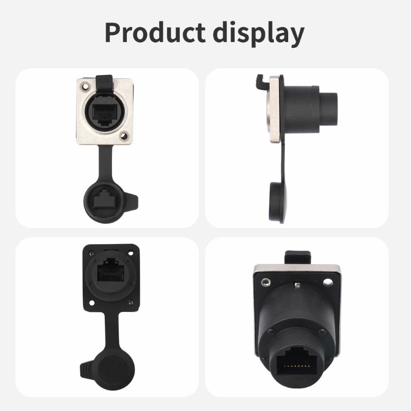 RJ45 Panel Mounted Coupler With Locking Interface 180/90 Degree Compatibles Cat5/Cat6 Cable ABS Metal