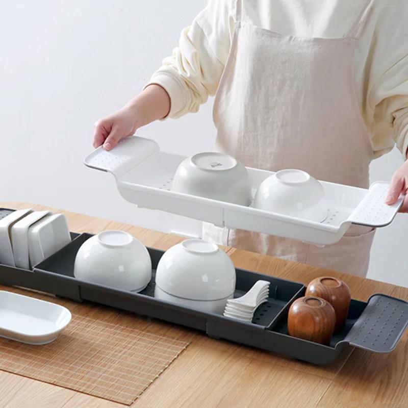 Multifunctional Retractable Tray for Bathroom, Makeup Accessories Storage, Extendable Shelf for Bathtub, Shower and Kitchen