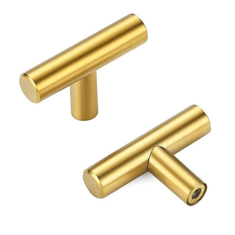 Pack of 10 Gold T Shaped Drawer Pulls Single Hole Sturdy Zinc Alloy Cabinets Handles for Home Decoration Daily Use