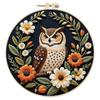 DIY Night Owl Stamped Embroidery Starter Kit with Bamboo Hoop Complete Needlework Craft Kit for Beginners Adults Craft Lover
