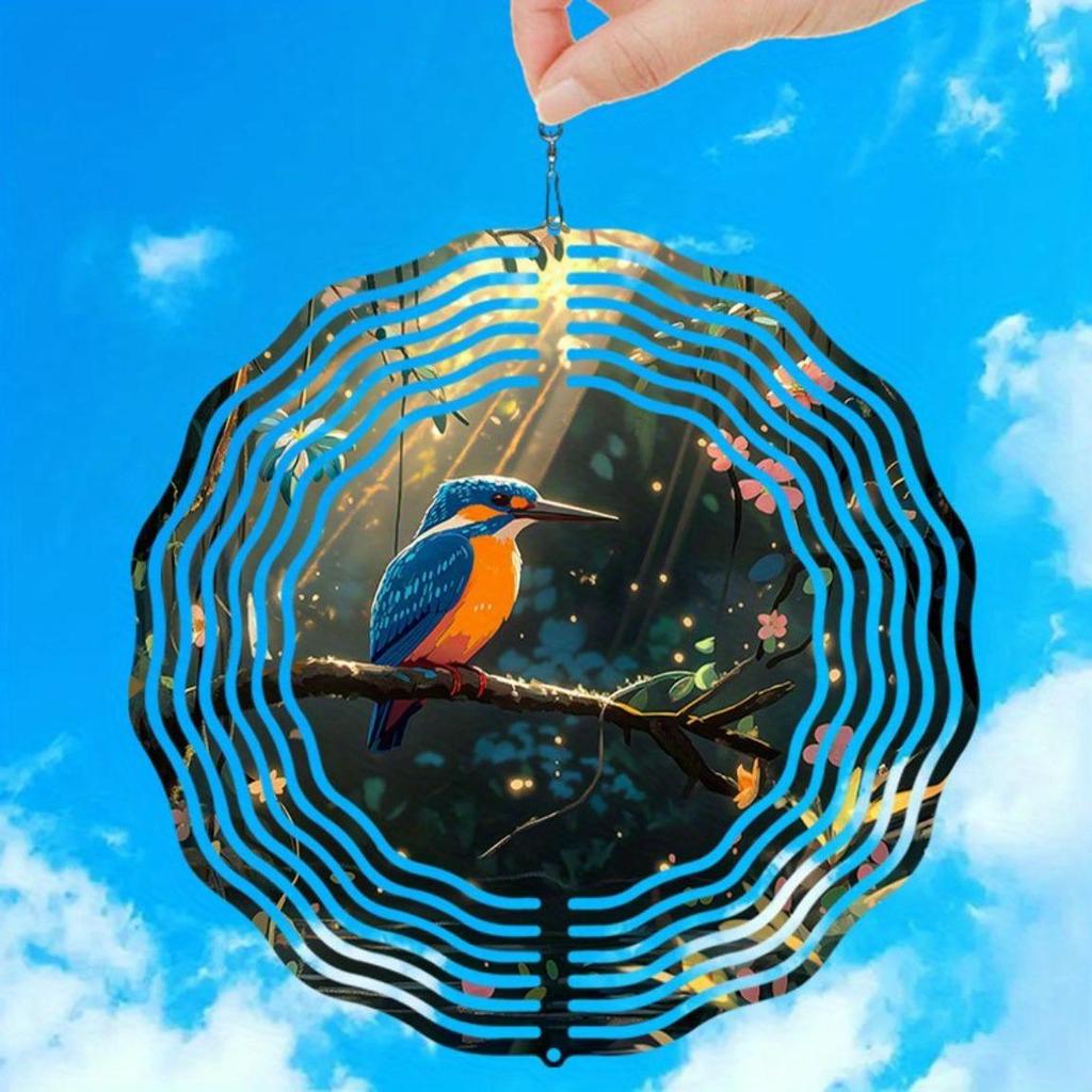 Blue Bird 2D Metal Wind Chime - Handcrafted Outdoor Garden Decor with Soothing Melodies, Vibrant Bird Design for Patio