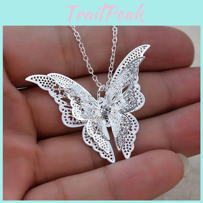 Exquisite Silver-plated Butterfly Necklace With Detailed Hollow Wing Design