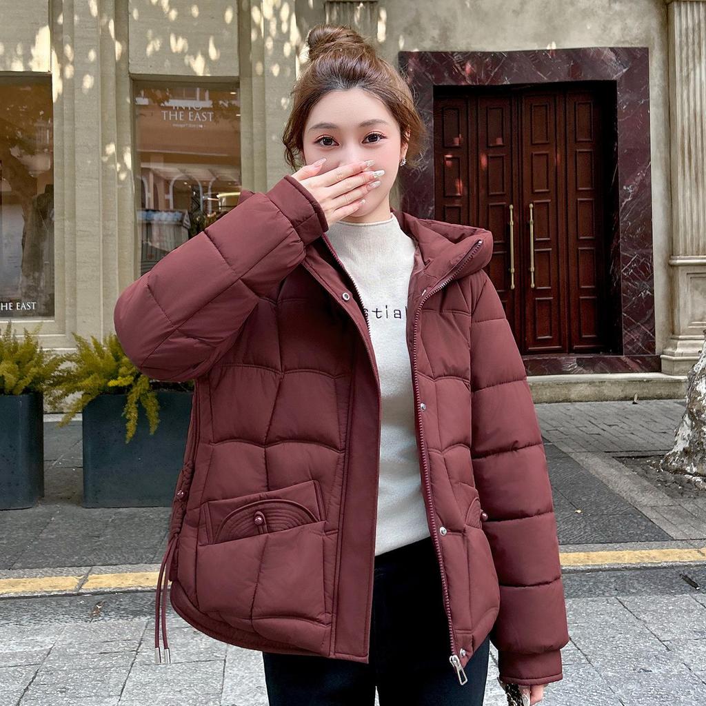 Neue Winter Baumwollwattierte Jacke für Damen, Mit Kapuze, Vielseitig, Modische und Einfache Baumwolljacke, Lockere Baumwolljacke im Koreanischen Stil