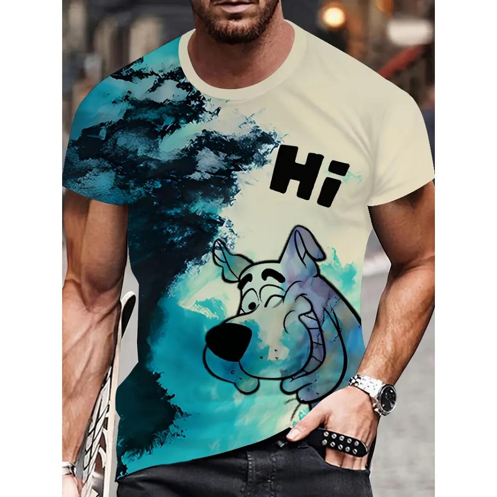 Men's T-shirt Funny Animal Graphic Print Casual Round Neck Short Sleeve Tops Street Fashion T Shirts Male Oversized Clothing