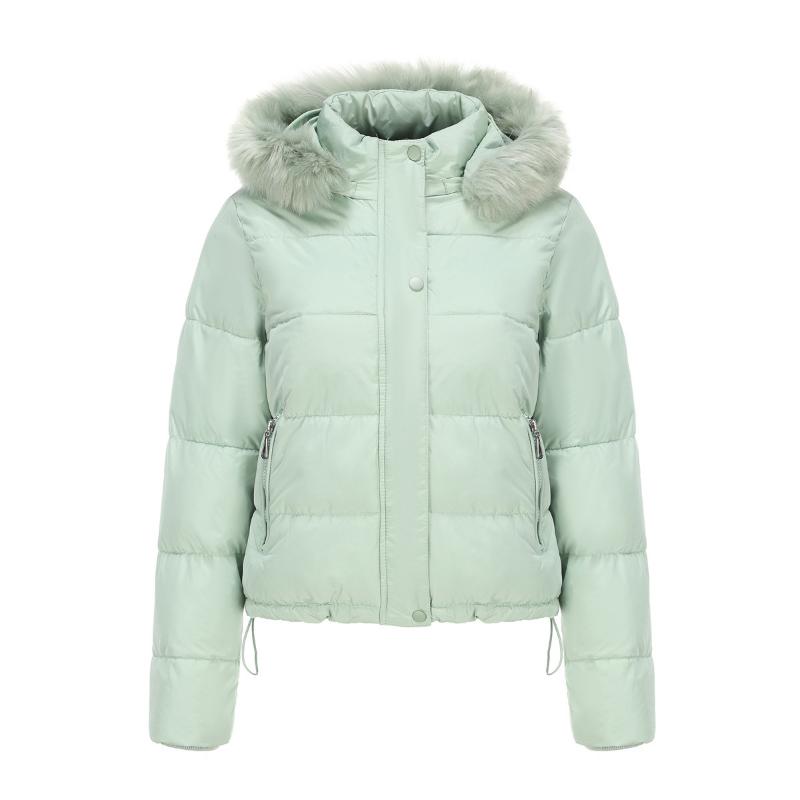 Autumn and Winter Warm Cotton Coat for Women Short Style Plus Velvet Long-sleeved Cotton Coat with Detachable Hood