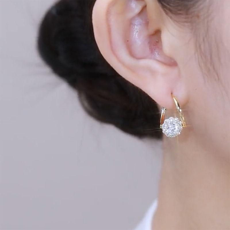 Light Luxury, High-end Sense, Fashionable Temperament, Niche Design Sense, Versatile, Exquisite Ear Buckle, Micro Inlaid, Rotatable Earrings for Women