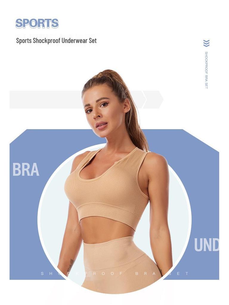 Women's Cross-Border Yoga Suit: Shockproof Sports Bra, Sexy Deep U Vest, and Fitness Running Shorts Set