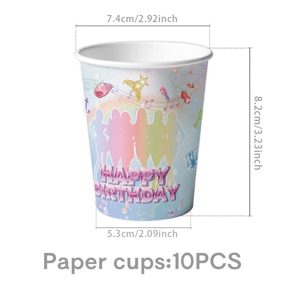 Girl Group-Themed Birthday Party Decorations: Disposable Paper Plates, Cups, Banners, and Cake Topper Set