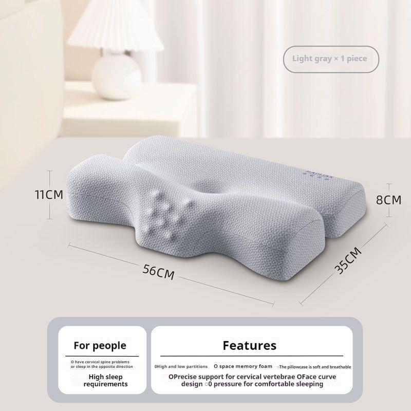 1 oreiller cervical ergonomique pour le soutien de la colonne cervicale, adapté aux personnes dormant sur le côté, au dos et au cou pendant le sommeil.