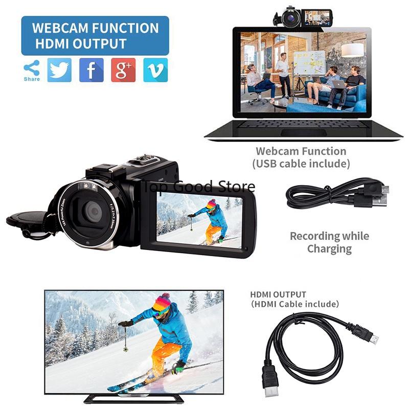 3 Inch 2.7K Camcorder Video Camera Wifi IR Night Vision 30MP LCD Screen Time-lapse Photography Camera Fotografica