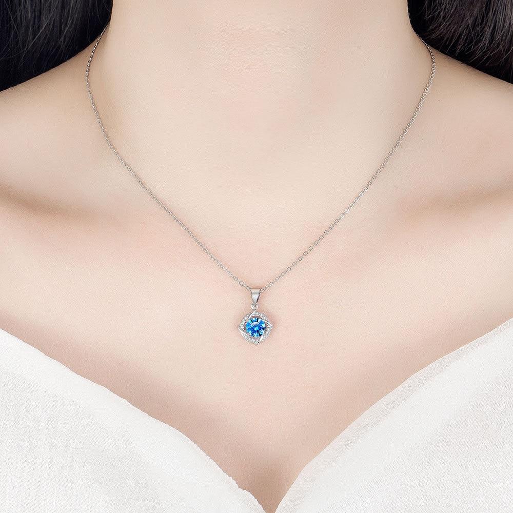Women's Jewelry Set, Necklace Earrings Bracelet, S925 Silver Plated, Blue, 3 Pieces