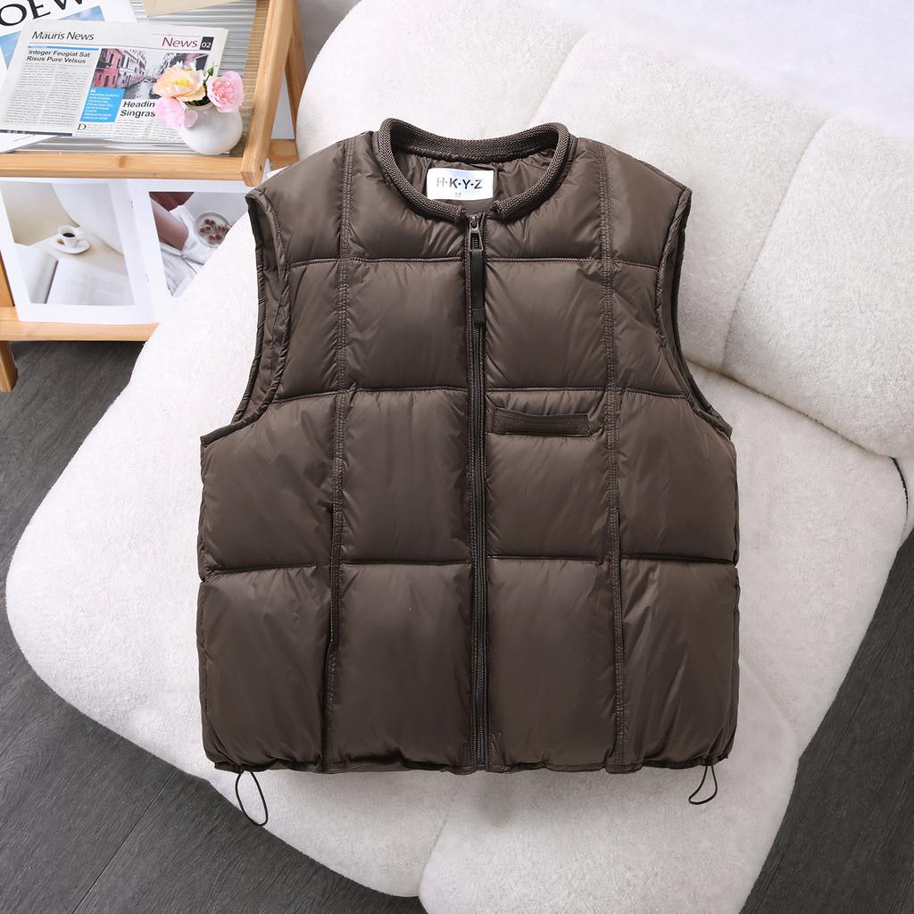 Puff cotton vest women's short sleeveless vest thickened warm loose versatile vest jacket women's small women's clothing