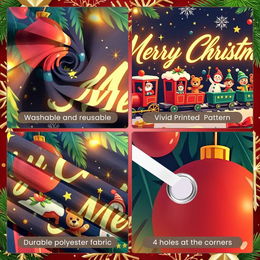 Holiday Banner Elf Character Christmas Train Banner Christmas Tree Banner Colorful Design For Holiday Celebration New Year