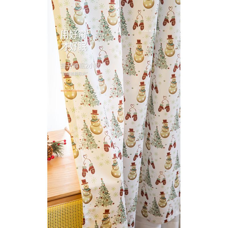 Vánoční sněhulák tištěné závěsy Sváteční obývací pokoj ložnice novoroční zatemňovací závěsy hotové výrobky