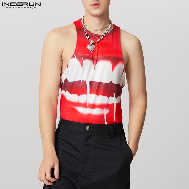 

INCERUN Men Summer Sleeveless Funny Print Casual Tank Tops Undershirts 3XL червоний