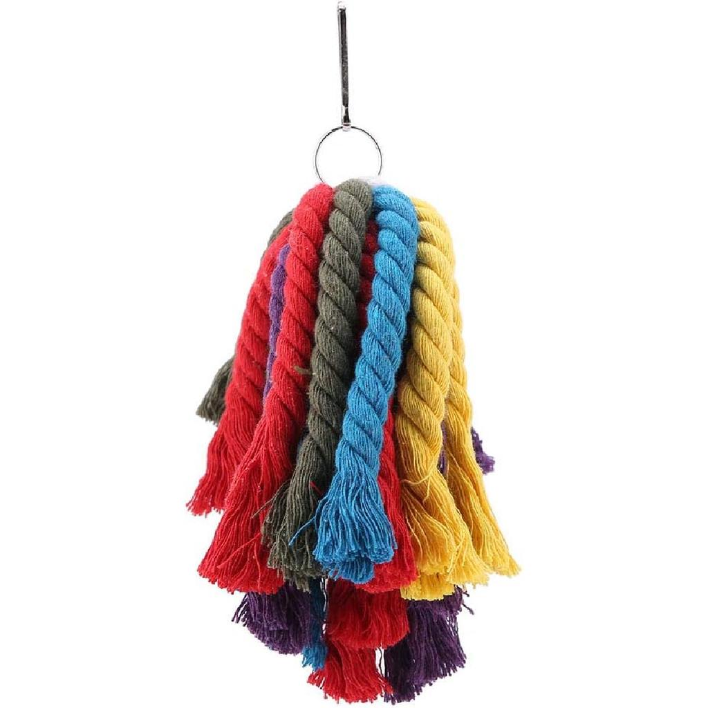 Parrot Rope Toys Colorful Cotton Rope Hanging Parrots Chewing Toys Pet Supply Parrots Cage Accessories Chew Toys