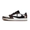 Travis Scott X Air Jordan 1 Brown White X AJ1 Low Slip Resistant Low Top Vintage Basketball Shoes Women's DZ4137-700(Team1897-)