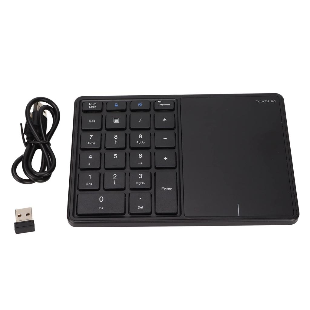 Vbestlife 22-Key Wireless Numeric Keypad with Touchpad, Wireless BT4.2 Rechargeable, Compatible with iOSWindows (Black)