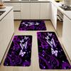 1Pcs Purple Butterfly Pattern Floor Mat Modern Kitchen Polyester Rug Non-Slip Colorful Indoor Carpet, For Home Bathroom Bedroom Living Room Decor