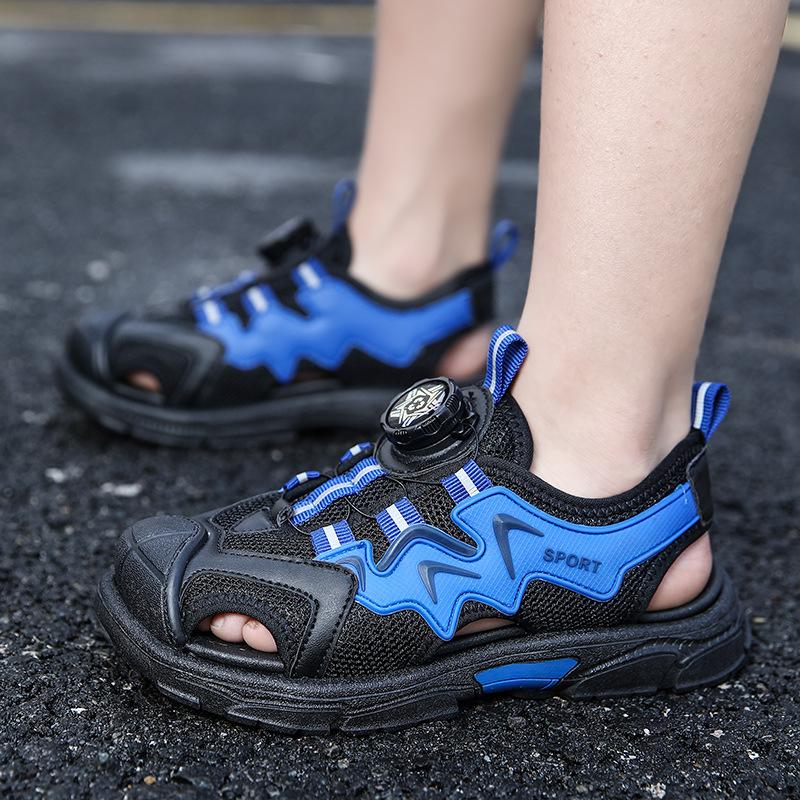 Boys Sandals 2025 Summer New Middle-aged and Older Children's Soft-soled Non-slip Beach Shoes Children's Shoes Student Air Cushion Casual Shoes