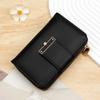 Portable Solid Color Wallet Multiple Card Anti-splash Water Women Card Bag Polyester Fashion Zipper Leather Purse for Mom