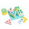 Wooden Rainbow Tower Stacking Rings: Educational Puzzle for Kids - Tower of Hanoi Building Blocks Toy.