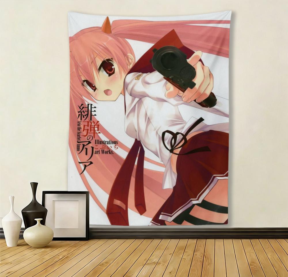 Anime Aria H Kanzaki Tapestry Pink Twin‑tails Girl Wall Hanging Cloth Poster Home Decor Background For Bedroom Dorm Living Room
