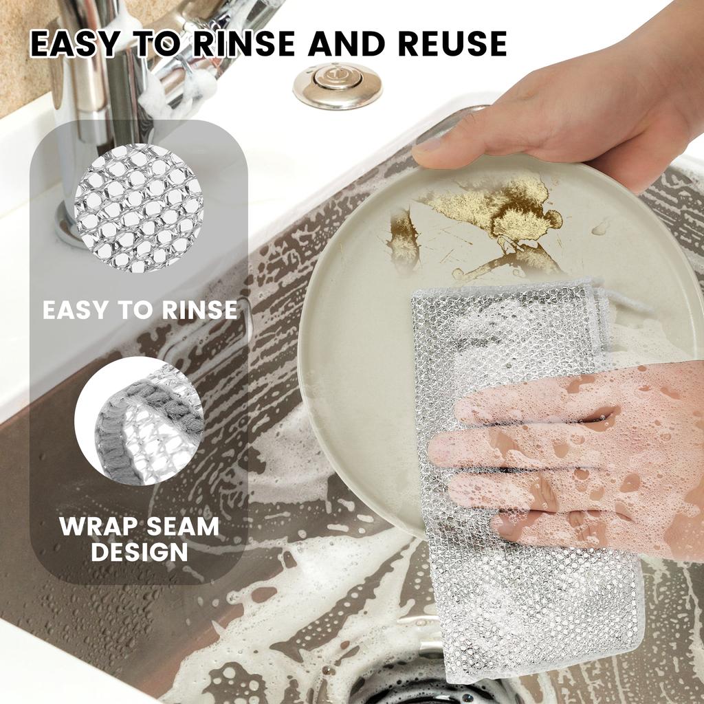 Steel Wire Cleaning Cloths Non-scratch Wire Dishcloth Metal Silver Wires Rags Rust Removal Cleaning Cloth Kitchen Cleaning