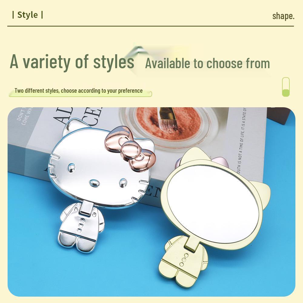 Portable Electroplated Folding Cat Vanity Handheld Makeup Mirror