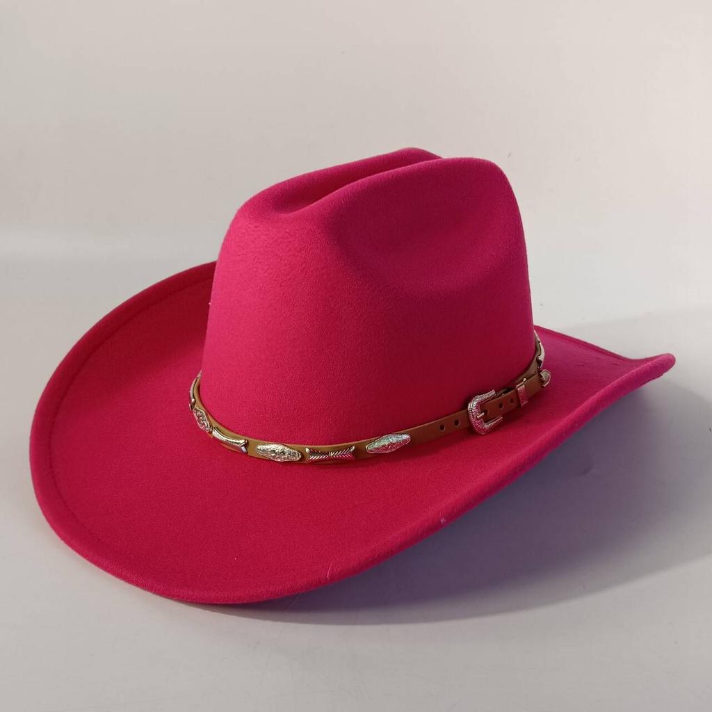 Stylish men's and women's felt hats cowboy hats soft felt hats with beige leather belts Panama hats outdoor parties hat.