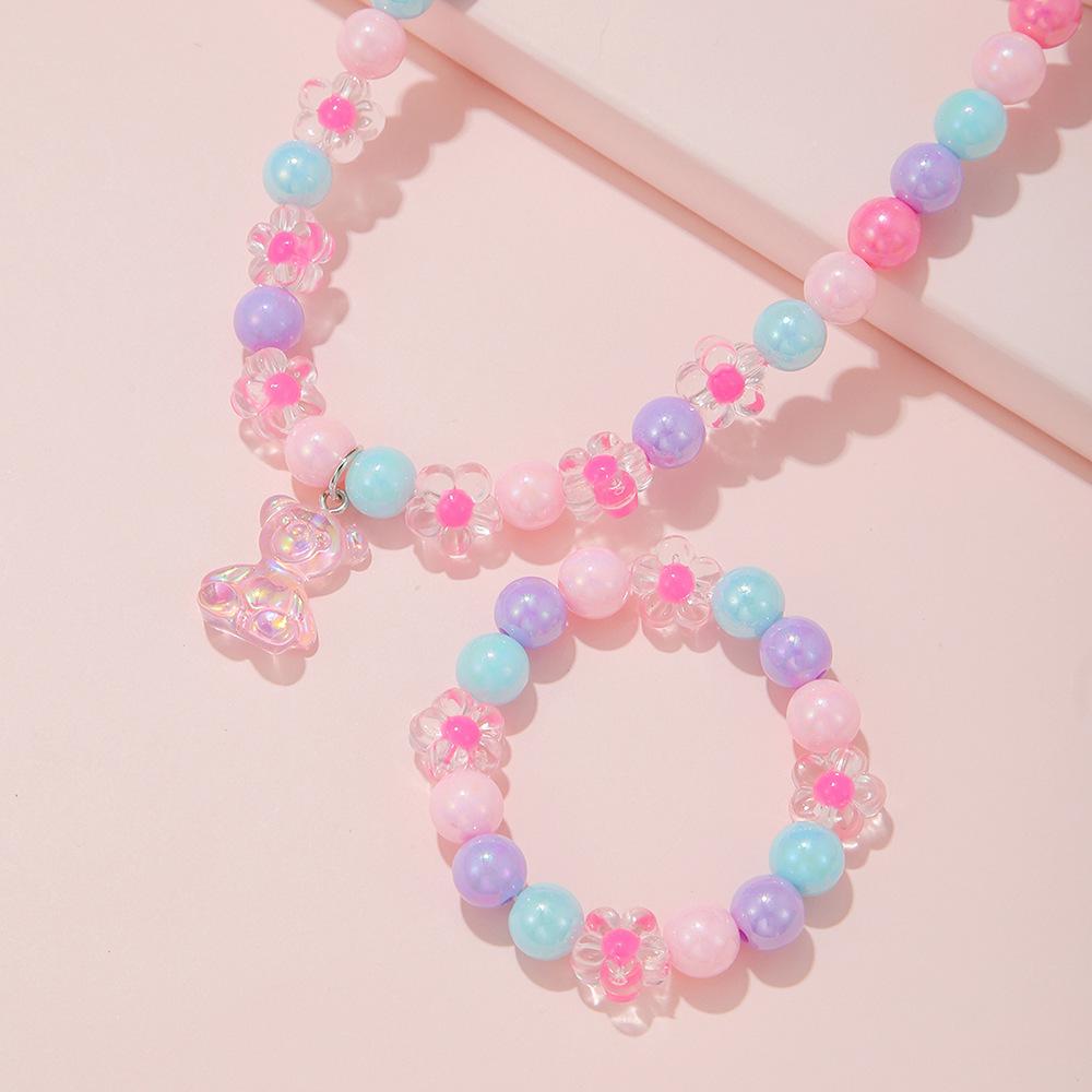 Macaron flerfarget allsidig perlekjede barn halskjede armbånd prinsesse liten jente baby søt Zirkon drakt
