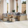 12-Piece Garden Sofa Set with Beige Cushions Poly Rattan Acacia 3363082