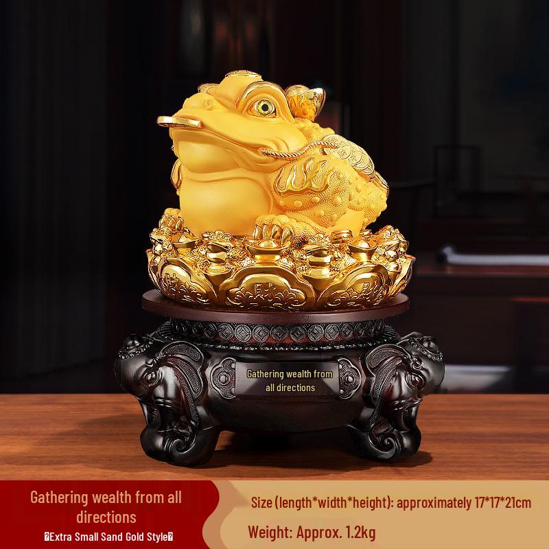 Golden Three-Legged Toad Ornament: Wealth-Bringing Decoration for Office or Shop Cash Register Opening.