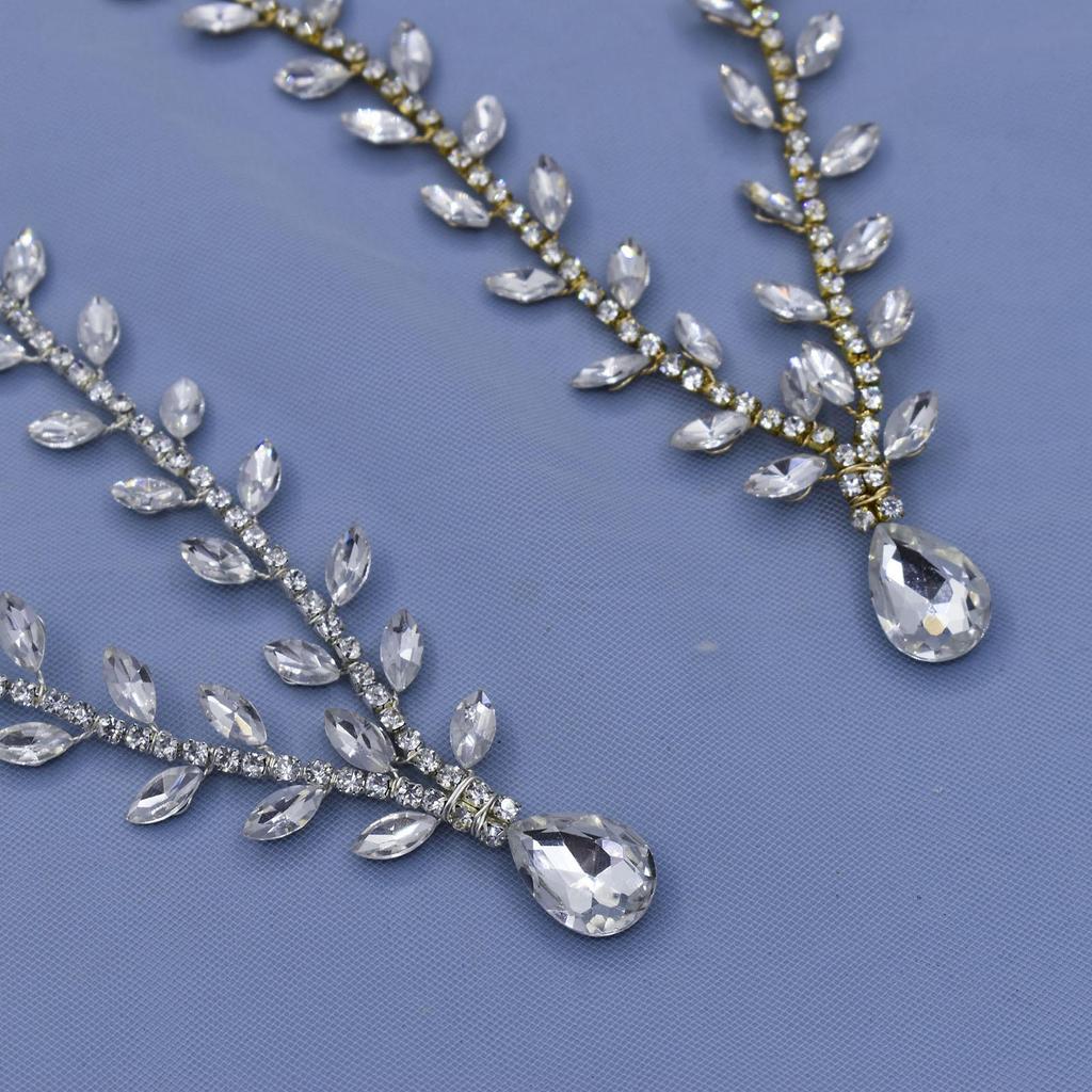 Rhinestone Bridal Headpiece: Handmade Wedding Forehead Chain & Hair Accessories A484