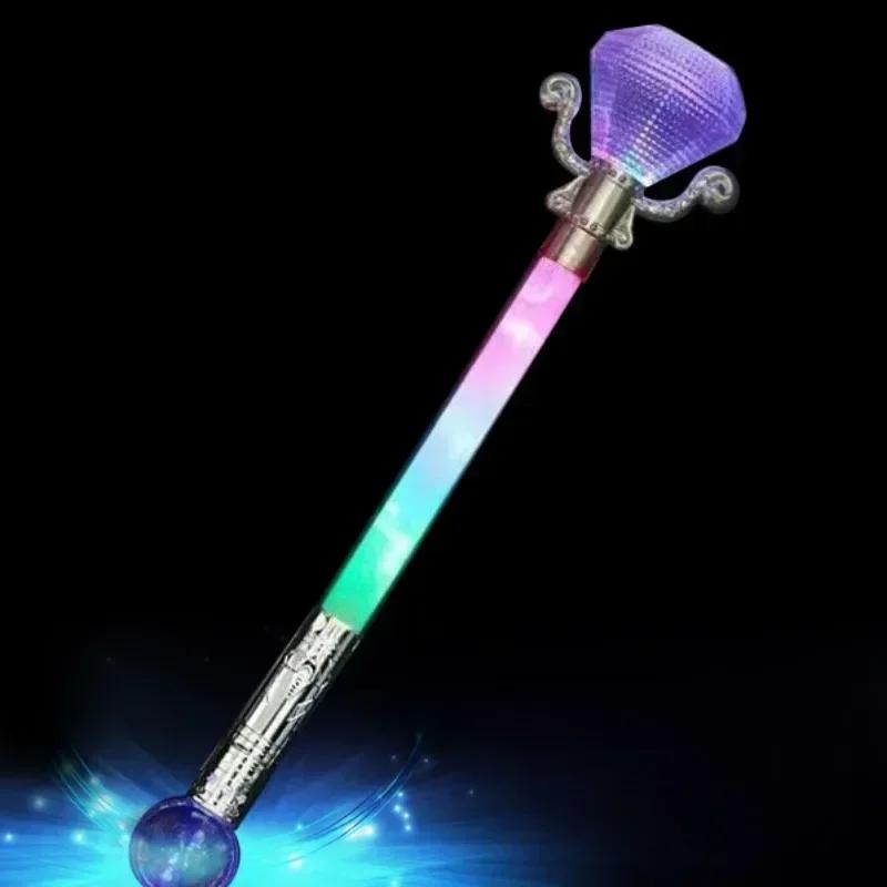Children Ice and Snow Magic Cane Luminous Stick Princess Snowflake Stick Glow in The Dark Toys Fairy Stick Girls Dress Up Props