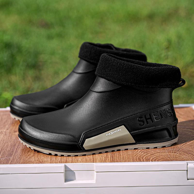 Fashion New Winter Men Cotton Rain Boots Waterproof Rubber Ankle Boot Outdoor Casual Mans Fishing Shoe Hiking Couple's Shoes Main Push