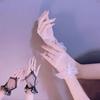 Stylish Short Mesh Gloves For Bride's Wedding Attire And Daily Wear In Soft White