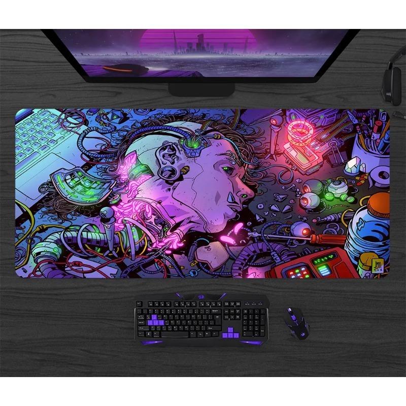 Cyberpunk Gaming Mouse Pad Anime Xxl Mouse Pad Neon City Signs Desk Mat Gamer Large Mousepad Keyboard Mat Laptop Computer Carpet