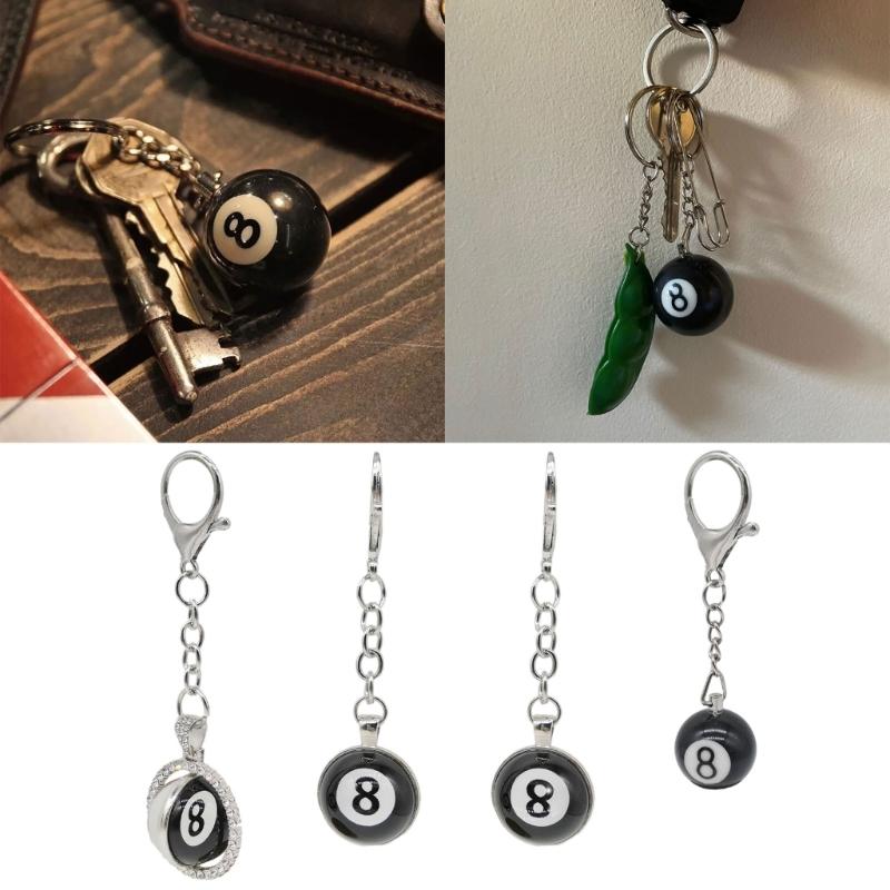 Schwarzer Billard-Schlüsselanhänger Nr. 8 Mini-Kugelanhänger Schlüsselring Glas-Schlüsselanhänger Bartisch-Dekoration Schmuck Spiel-Souvenirs Geschenk