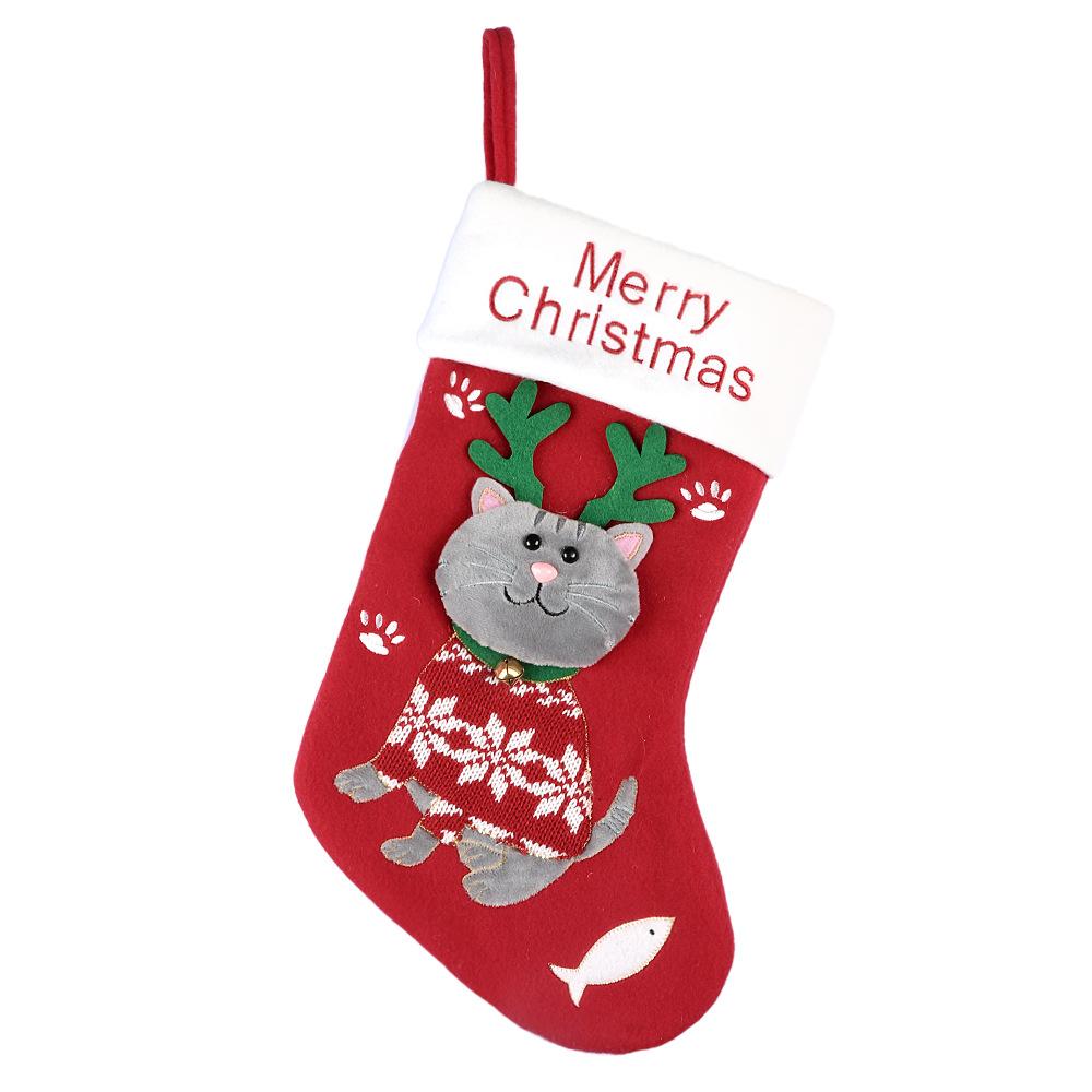 

Christmas Pet Stocking for Cats Dogs, Cartoon Animal Sock Gift Bag, Xmas Tree Hanging Decor Christmas Decorations червоний