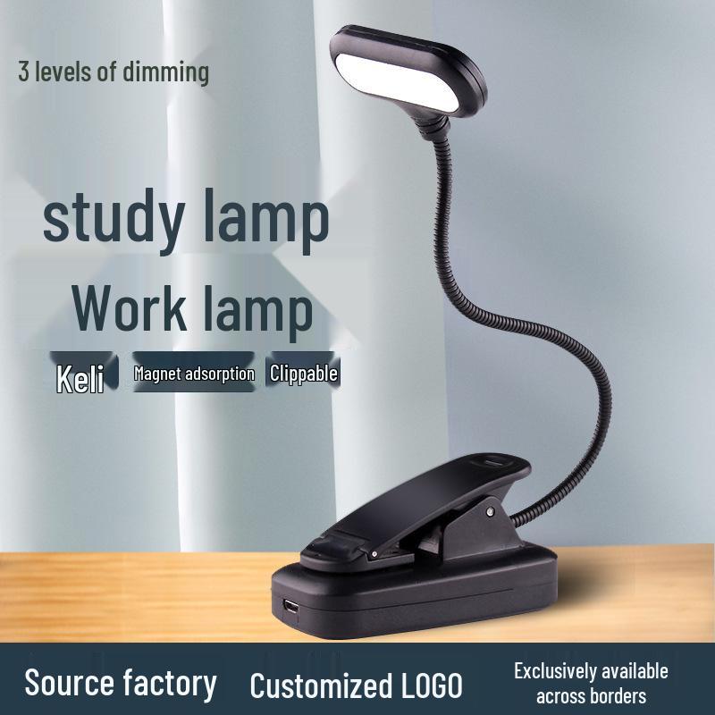 USB Charging LED Desk Lamp with Eye Protection & Flexible Hose Clip for Dorms and Bedside Use