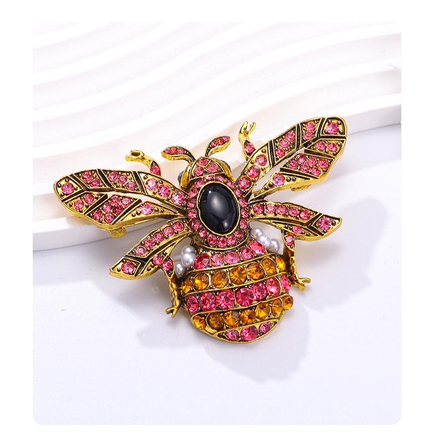 Baroque Rhinestone Bee Design Women's Brooch Simulated Insect Pins Suit Coat Accessories Party Holiday Couple Gift