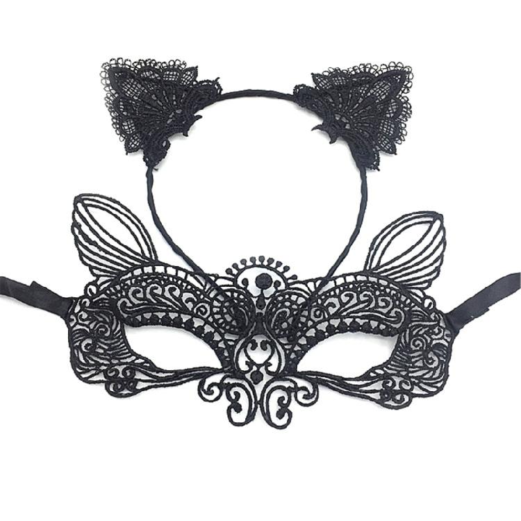 

Reusable Gothic Lace Mask Attached To Adjustable Headband Cosplay Accessory Halloween Decors For Elegant Cosplay Event