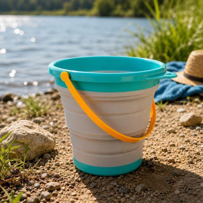 Seau Pliable Coloré Multi Usages 17 cm Compact et Pratique – Seau Souple pour Camping, Jardin, Plage et Rangement